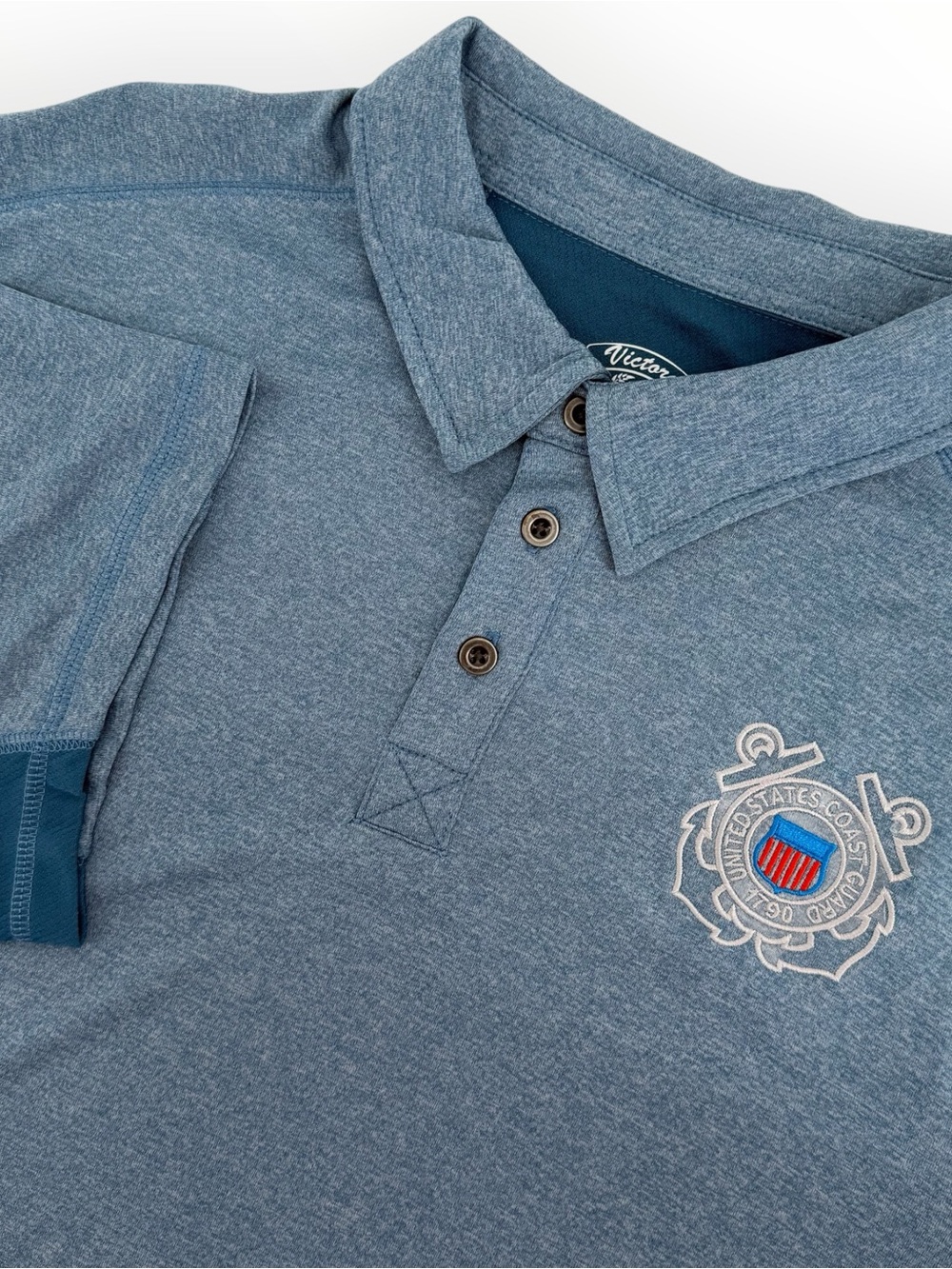 NEW US Coast Guard Polo Shirt Mens XL Blue Short Sleeve Victory Performance Golf